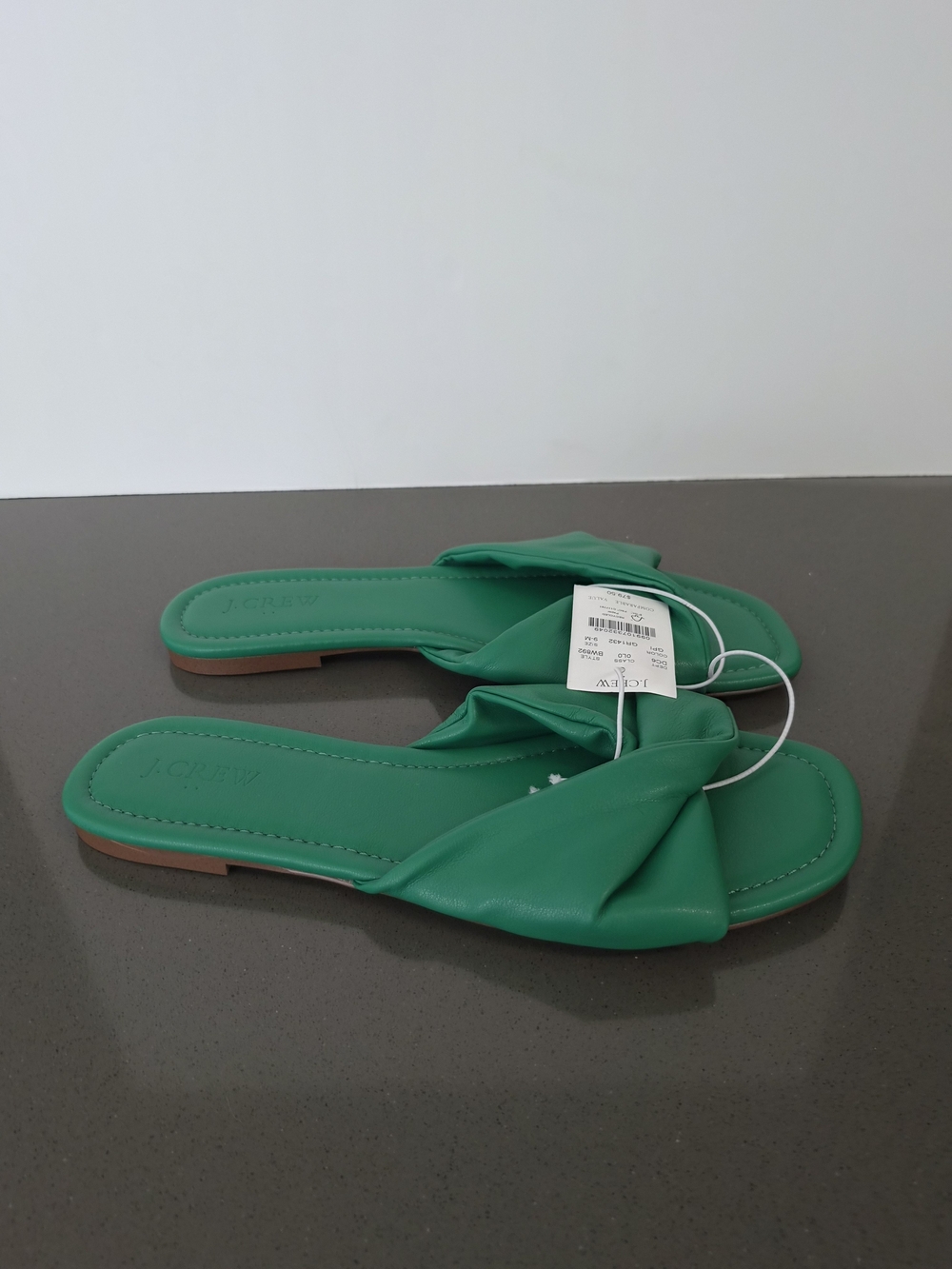 J. Crew Emerald Green Knotted Slide Sandals